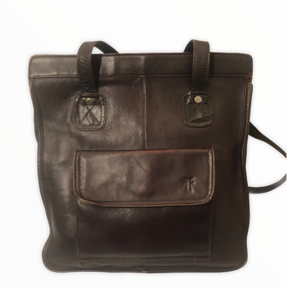 Frye brown leather cool vintage tote work bag